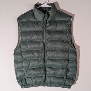Zara Lightweight Puffer Green Full Zip Vest NWT Women's Size Small